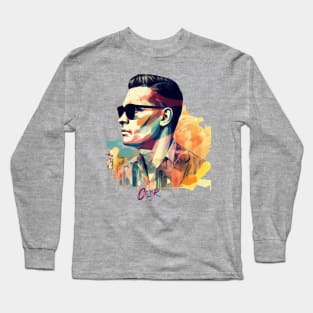 Colorful Male Retro Vibe  with Stylish Sunglasses in Summer Style Outfit Long Sleeve T-Shirt